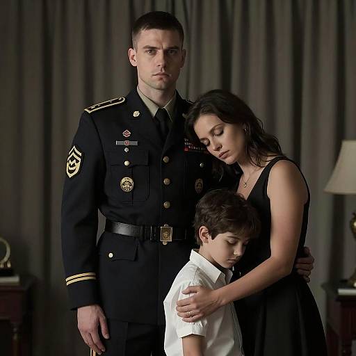 Somber Moment in a Dimly Lit Room