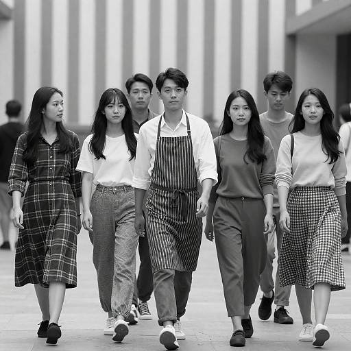 Black and White Outdoor Group Walking