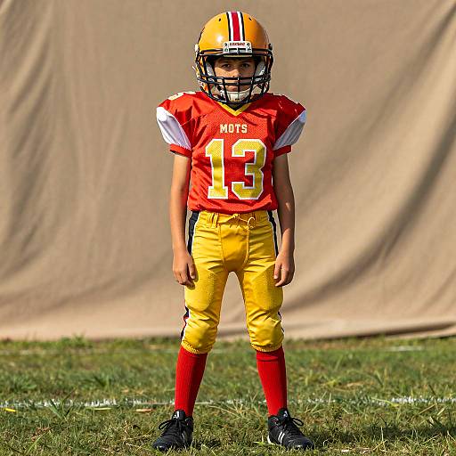 Young Boy in Football Player Costume