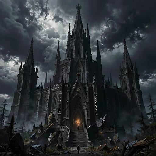 Dark Gothic Castle with Mystical Runes