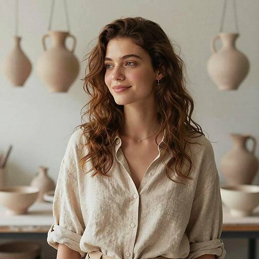 Sunlit Artisan Pottery Portrait