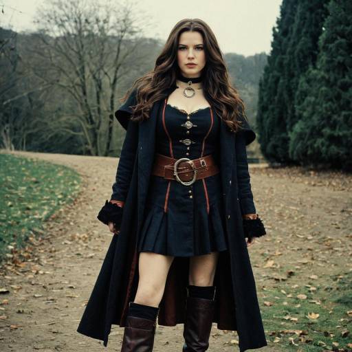 Woman in Anna Van Helsing Costume Outdoors