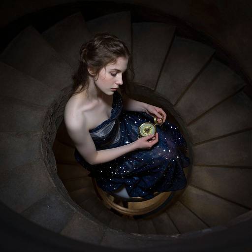 Surreal Celestial Portrait in Chiaroscuro