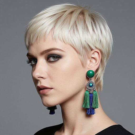 Elegant Woman with Platinum Pixie Cut