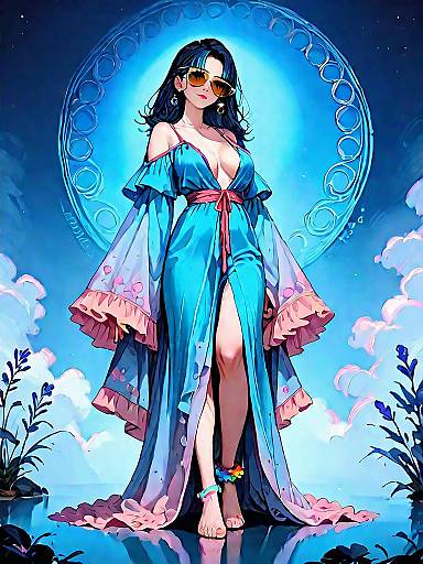 Enchanting Dark Fantasy Girl in Boho Dress