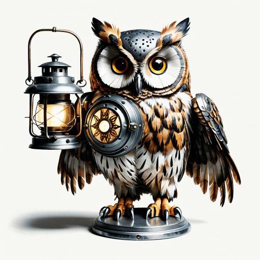 Intricate Mechanical Owl with Lantern
