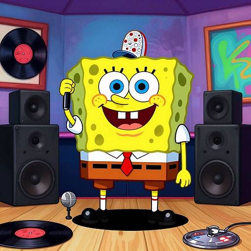 Gangsta Spongebob in Hip Hop Studio