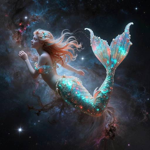 Bioluminescent Mermaid Star Cloud