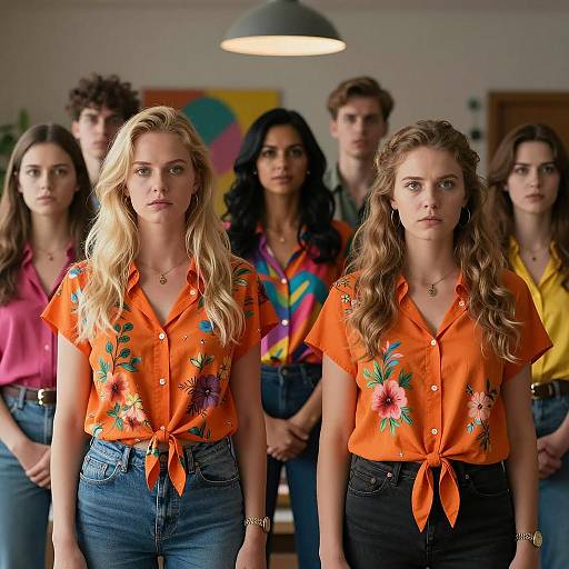 Colorful Group Portrait in Dim Lighting