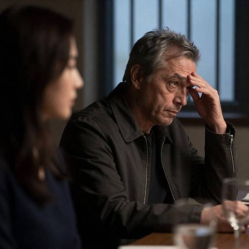 Contemplative Middle-aged Man in Dimly Lit Room
