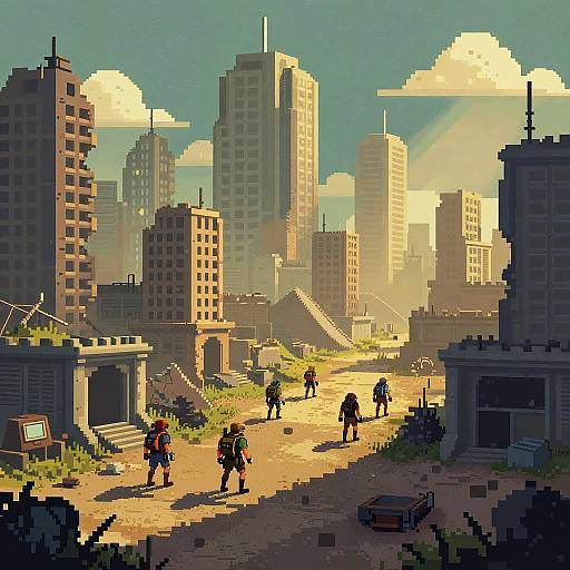 Pixel Art Post-Apocalyptic Cityscape