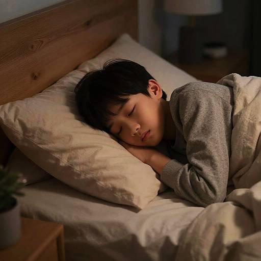 Boy Sleeping Under Soft Moonlight