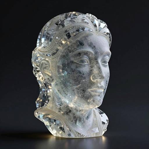 Crystal Carved Human Portrait Bust