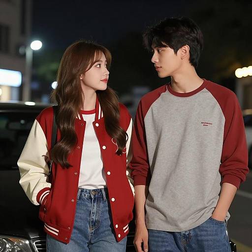 Young Couple Under Night Lights