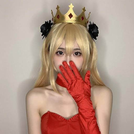 Regal Cosplayer in Red Dress