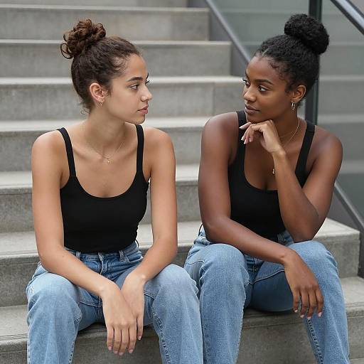 Urban Scene with Two Women on Steps