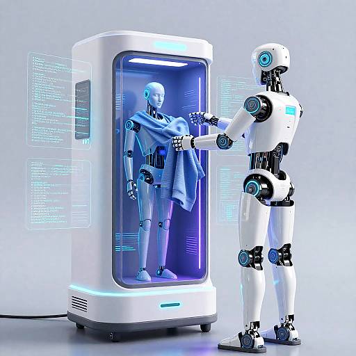 AI Robot Removing Clothes from Digital Avatar