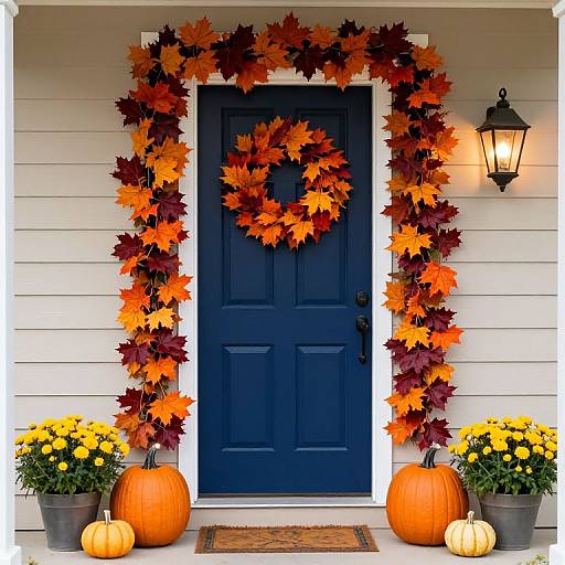 Autumn Front Door with Festive Decor