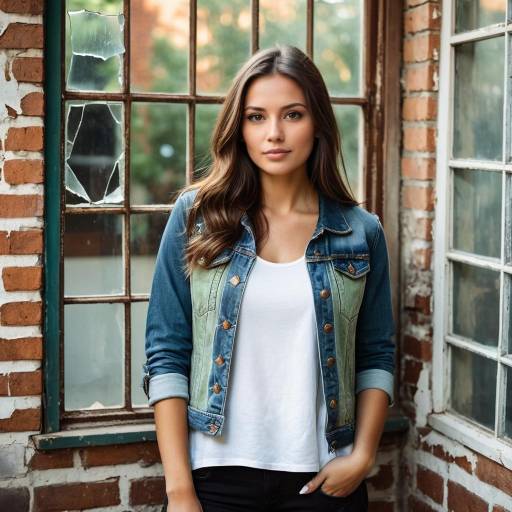 Young Woman in Denim Jacket by Window
