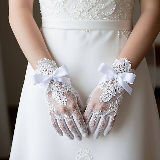 Elegant White Beaded Bridal Gloves