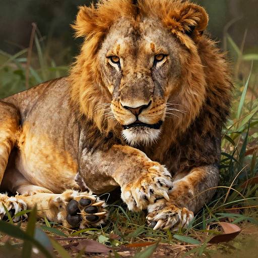 Fierce Lion Claws in Jungle