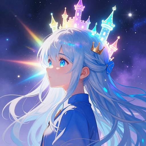 Ethereal Girl with Glowing Crowns