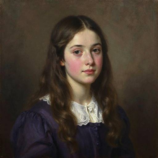 Classic Realistic Portrait of Young Woman