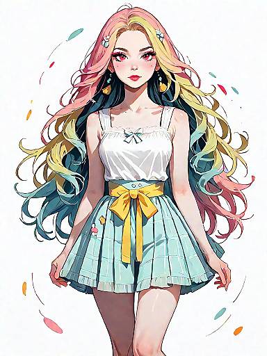 Realistic Comic-Style Woman Summer Outfit