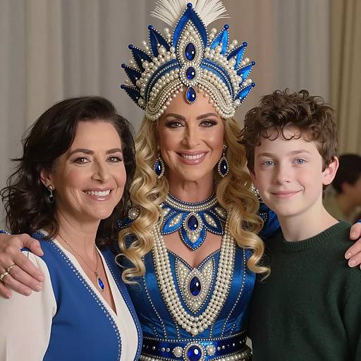 Cheerful Family Portrait with Vibrant Attire
