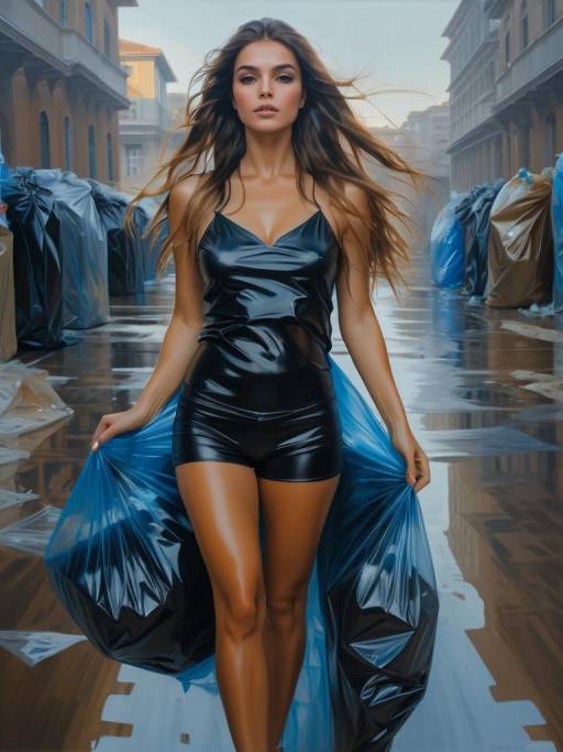 Elegant Portrait in Unconventional Materials