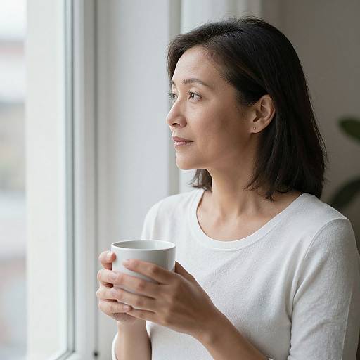 Mature Woman Gazing Out Window