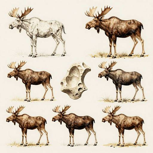 Moose Evolution Scientific Illustration