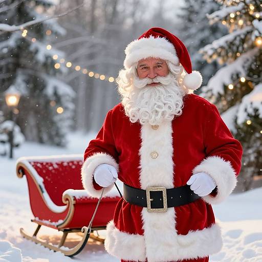 Joyful Santa in Festive Winter Scene