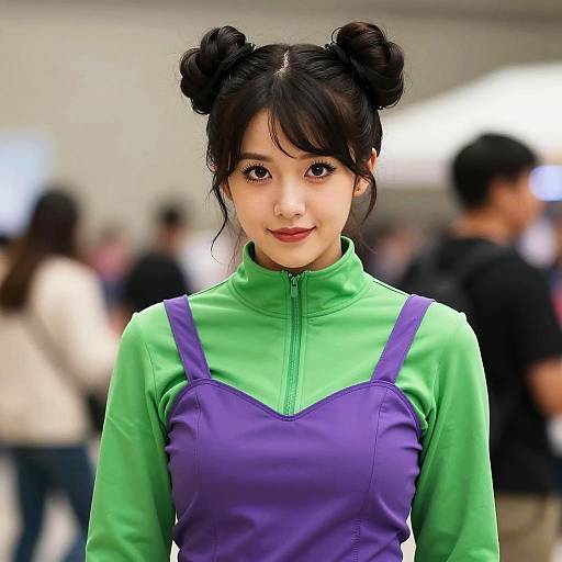 Woman in Vibrant Doop Cosplay Costume