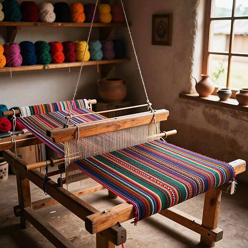 Purepecha Artisan Weaving Vibrant Textiles
