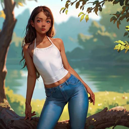 Realistic Portrait of a Girl Outdoors