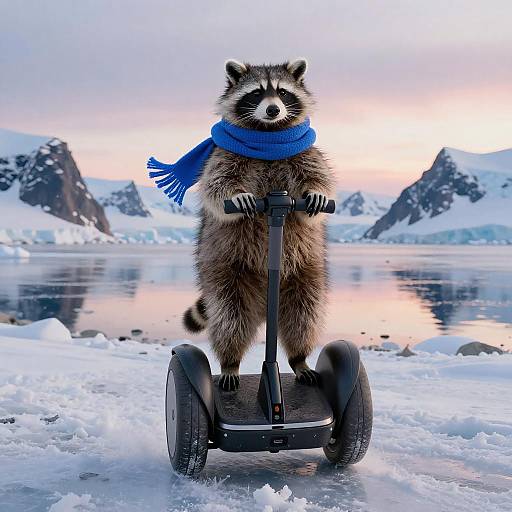 Adventurous Raccoon on a Segway
