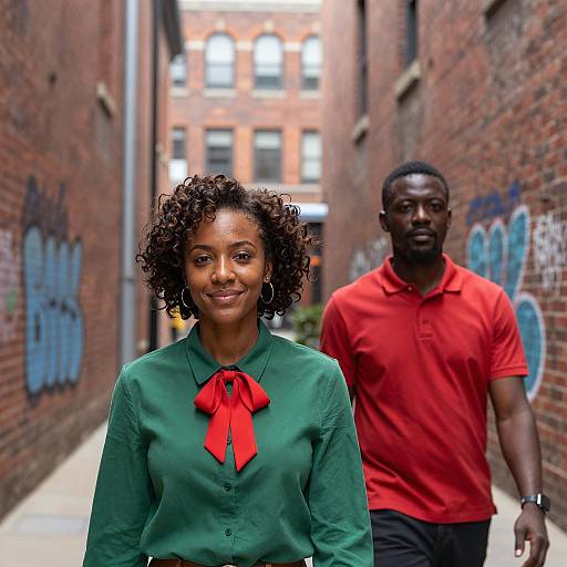 Friends in a Vibrant Alley Scene