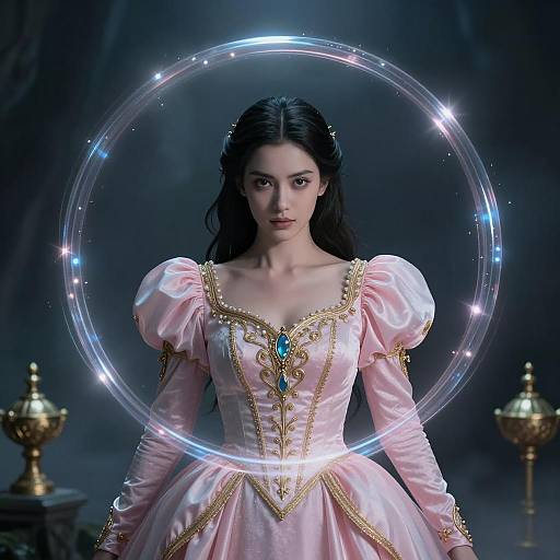 Enchanting Woman in Misty Fantasy Scene