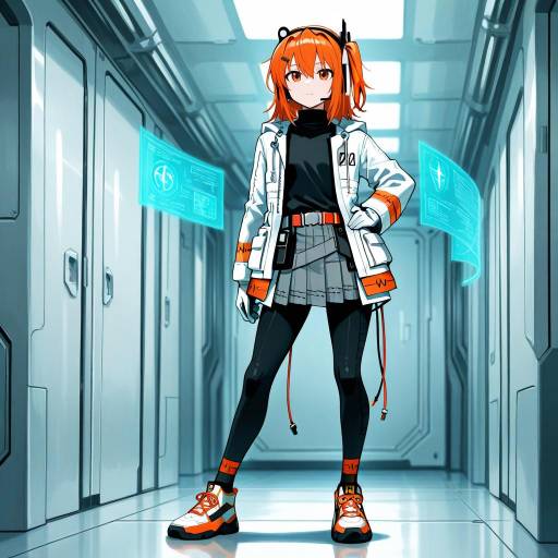 Futuristic Android Girl in Starship