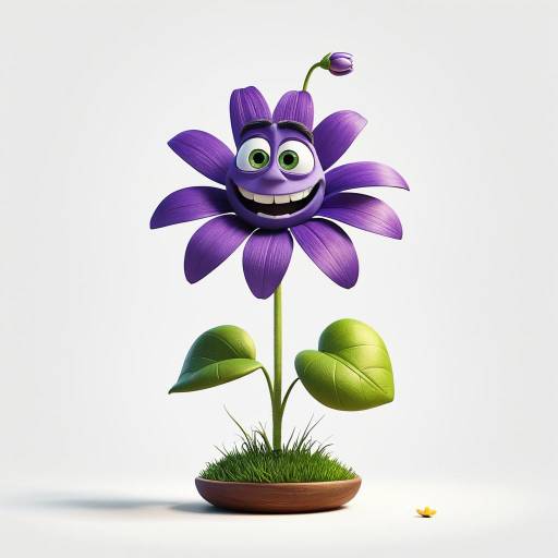 Anthropomorphic Purple Flower Character