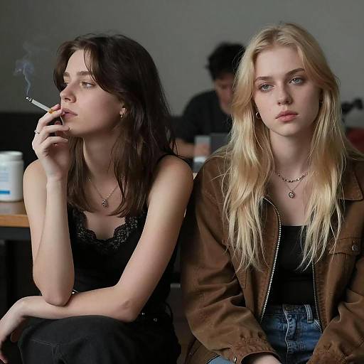 Intimate Moment of Two Women in Shadow