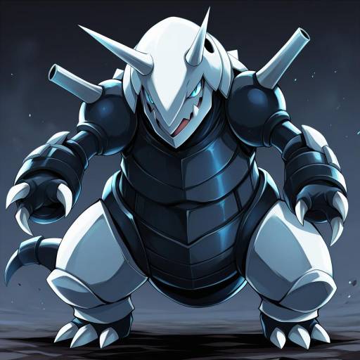 Illustration of Aggron, pokemon in the style of Suichuu hanabi