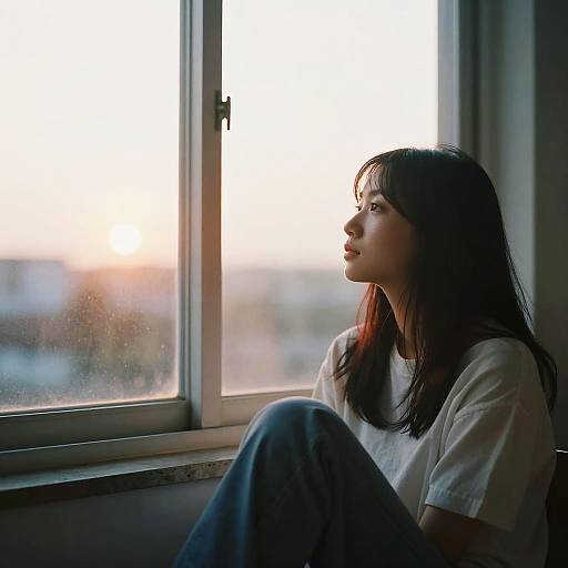 Tranquil Sunset Window Film Portrait