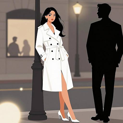 Elegant Woman in City Night Scene