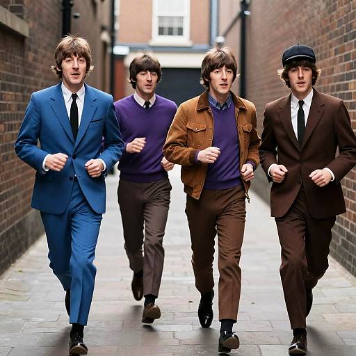 The Beatles in a Vibrant Alley Run