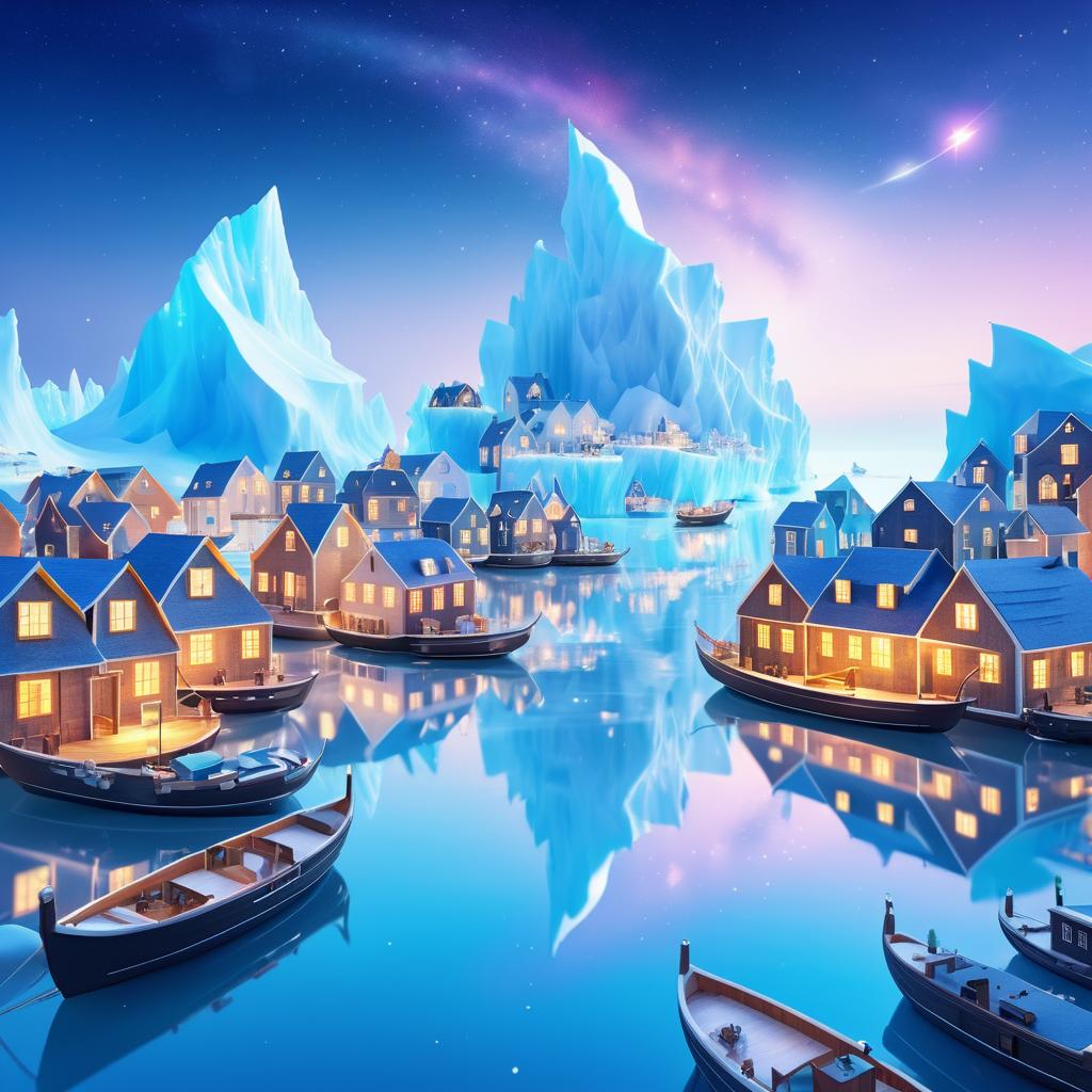 Charming Fishing Village on a Floating Iceberg