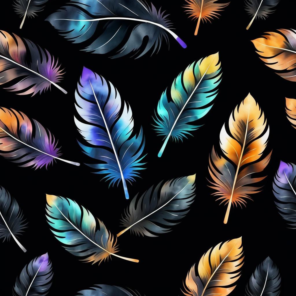 Unique Owl Feathers Watercolor Game Asset