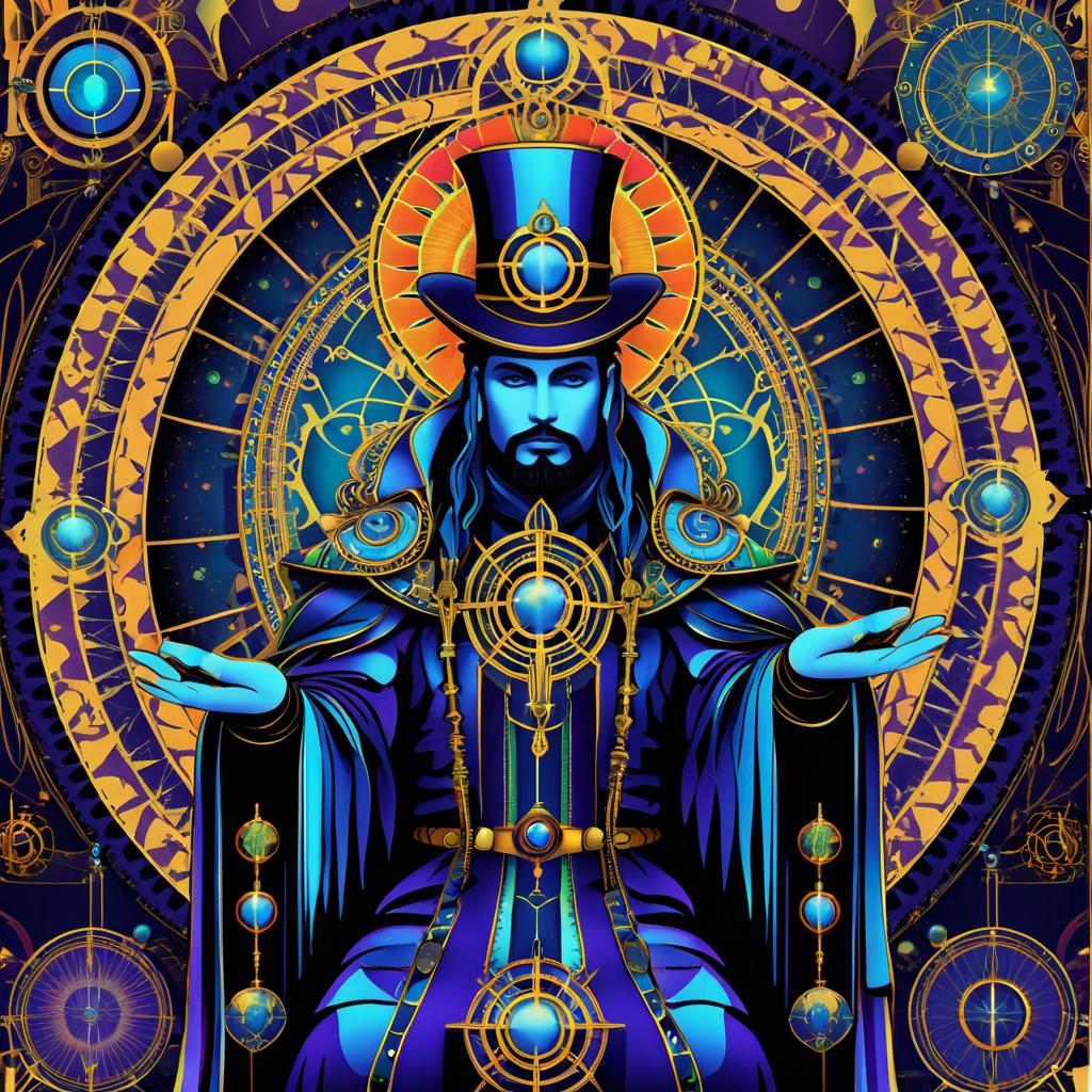 Psychedelic Steampunk Hierophant Tarot Art