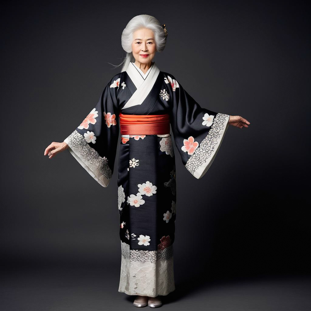 Elegant Elderly Woman in Vintage Dress